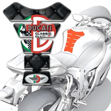 Ducati Tank Pad Protector Black Leather Effect and Classic Club Logo Style 