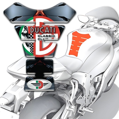 Ducati Tank Protector Torn Base Effect with Classic Club Logo 