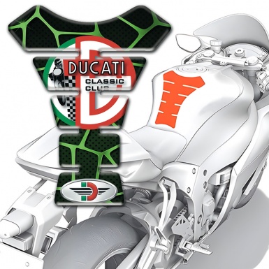 Ducati Tank Guard Pads Black Base with Green Decoration Style 