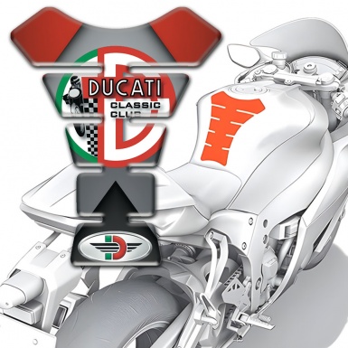 Ducati Tank Fuse Gray Red Base and Red Green Logo Design 