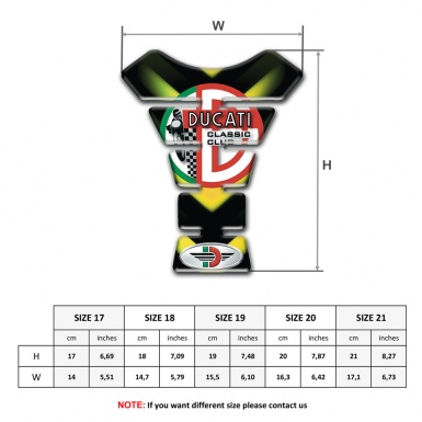 Ducati Tank Guard Pads Green Yellow Lights Effect Base with Classic Club Logo 