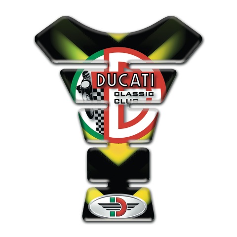 Ducati Tank Guard Pads Green Yellow Lights Effect Base with Classic Club Logo 
