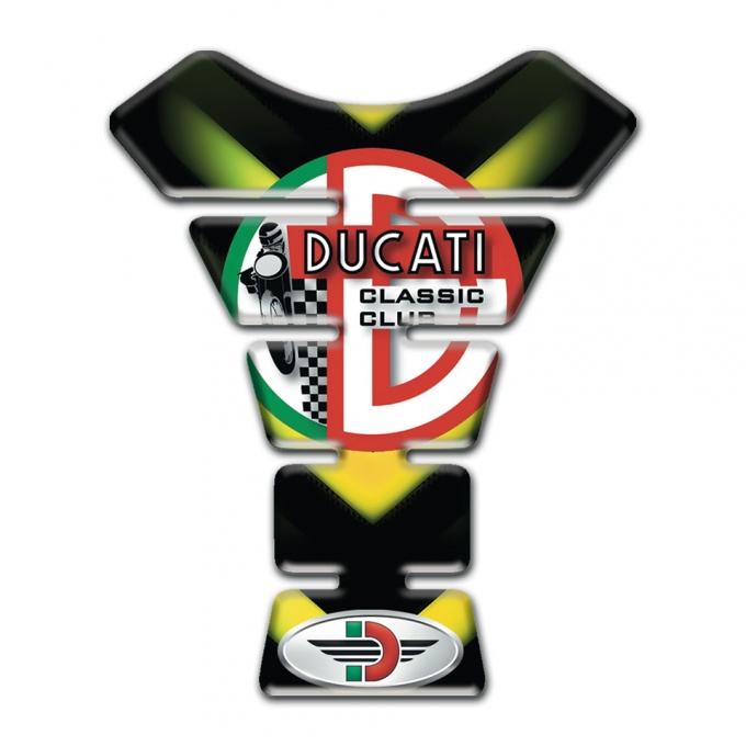 Ducati Tank Guard Pads Green Yellow Lights Effect Base with Classic Club Logo 