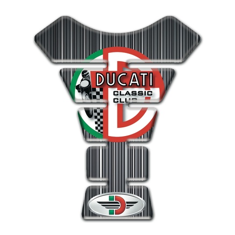 Ducati Tank Guard Pads Gray Base with White Stripes Style 