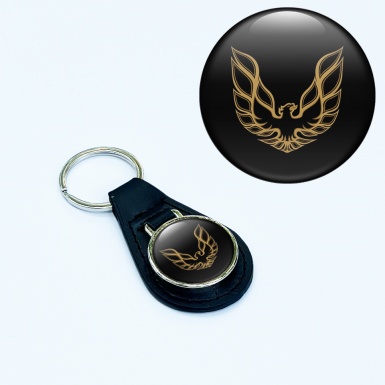 Pontiac Firebird Key Fob Leather Black Yellow Logo