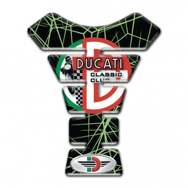 Ducati Tank Fuse Green Spider Web Print and Classic Club Logo 