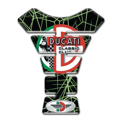 Ducati Tank Fuse Green Spider Web Print and Classic Club Logo 