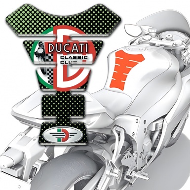 Ducati Tank Pad Motorbike Green Dots Print Base Classic Club Style 