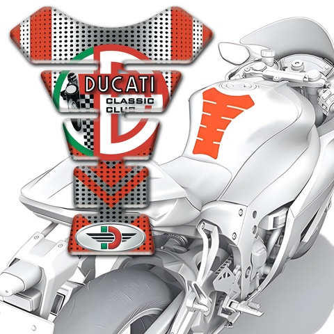 Ducati Tank Protector Silver Red Print 