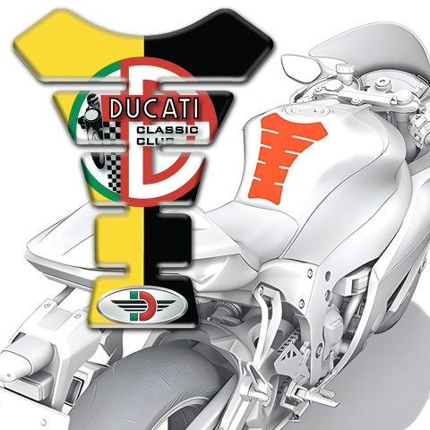 Ducati Tank Guard Pads Classic Club Stle Yelloww Black Halves Base 