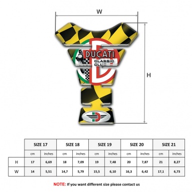 Ducati Tank Fuse Black Yellow Squares base Classic Club Style 