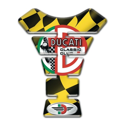 Ducati Tank Fuse Black Yellow Squares base Classic Club Style 