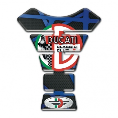 Ducati Tank Pad Motorbike Black Blue Base with Red Green Logo 
