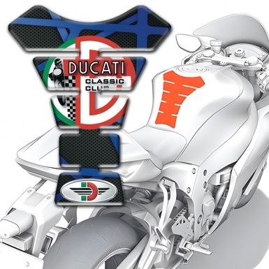 Ducati Tank Pad Motorbike Black Blue Base with Red Green Logo 