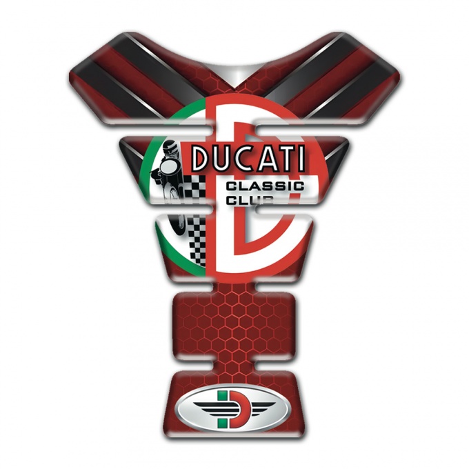 Ducati  Tank Pad Motorbike Red Base with Nikel Elements Style 