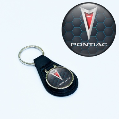 Pontiac Keychain Leather Graphite Blue Honeycomb Color Edition