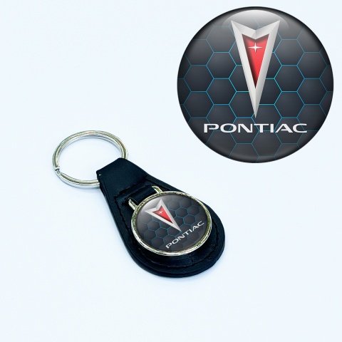 Pontiac Keychain Leather Graphite Blue Honeycomb Color Edition