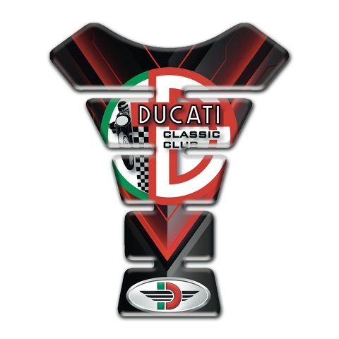Ducati Tank Pad Motorbike Black with Red V Shape Decoration Version 