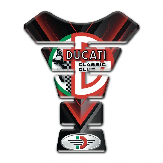 Ducati Tank Pad Motorbike Black with Red V Shape Decoration Version 