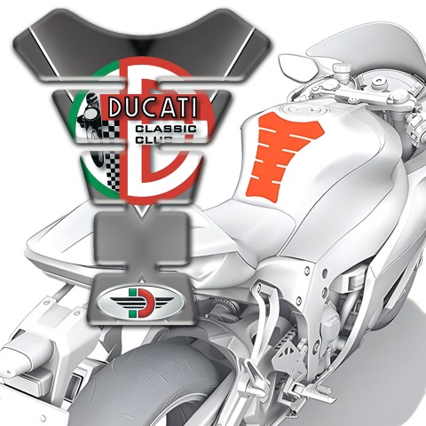 Ducati  Tank Protector Gray Base with White Stripe Design 