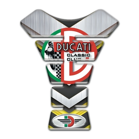 Ducati Tank Guard Pads Silver Yellow Decoration 