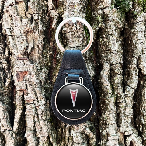 Pontiac Keyring Holder Leather Black Color Classic Logo