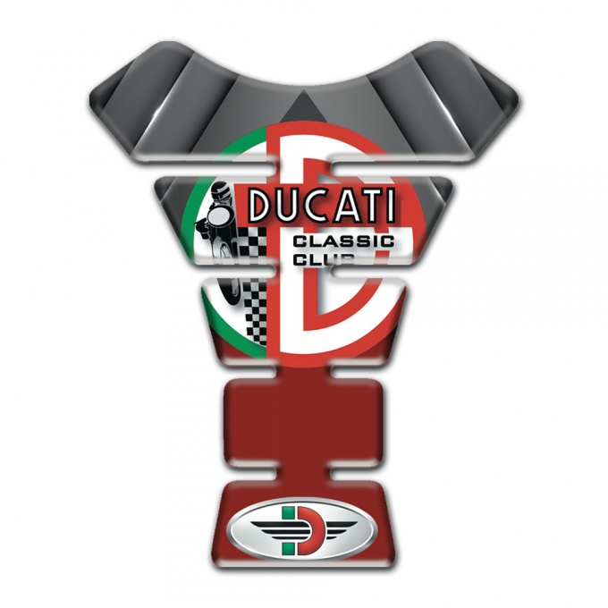 Ducati Tank Guard Pads Classic Club Style Red Gray Base 