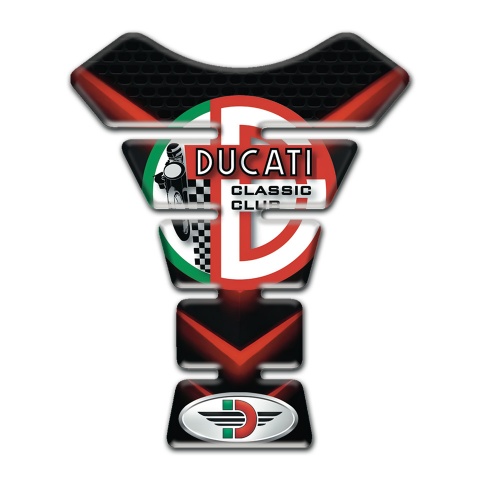 Ducati Tank Pad Protector Black Base with Red V Shape Elements Design 