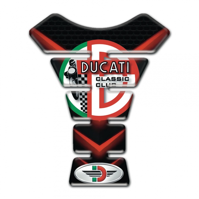 Ducati Tank Pad Protector Black Base with Red V Shape Elements Design 