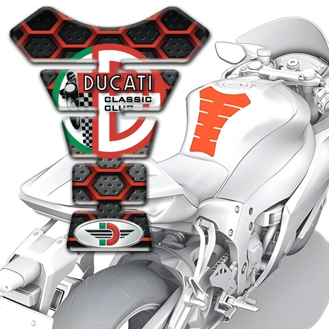Ducati Tank Protector Red Grid Base Green Red Logo 