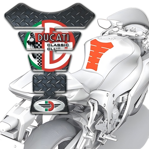 Ducati Tank Guard Pads Classic Club Logo Rough effect Base 