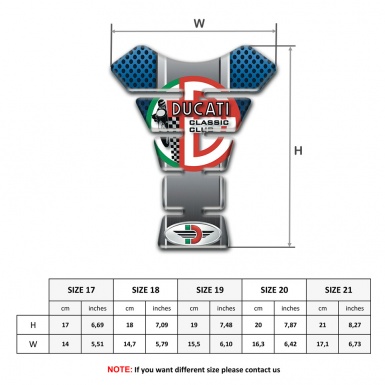 Ducati Tank Pad Motorbike Perforated Blue Surface with Center  Gray Detail 