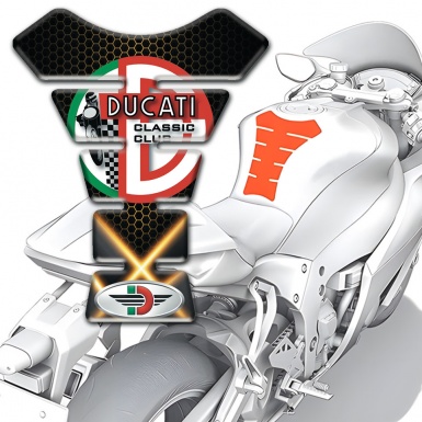 Ducati Tank Protector Orange Lights base Classic Club Logo 