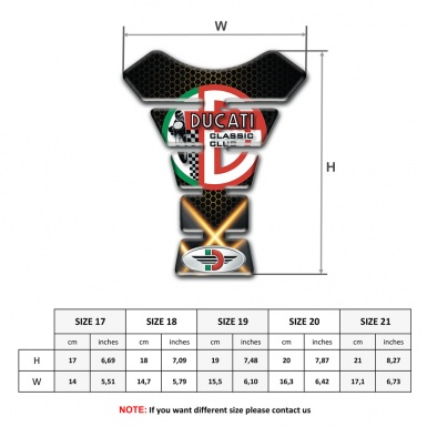 Ducati Tank Protector Orange Lights base Classic Club Logo 