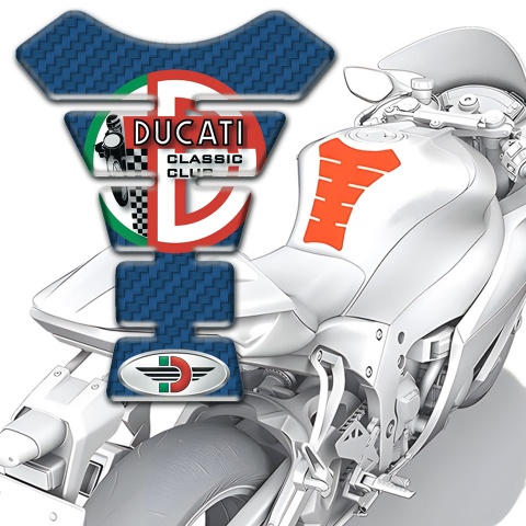 Ducati Tank Guard Pads Navy Blue Carbon Base Print 