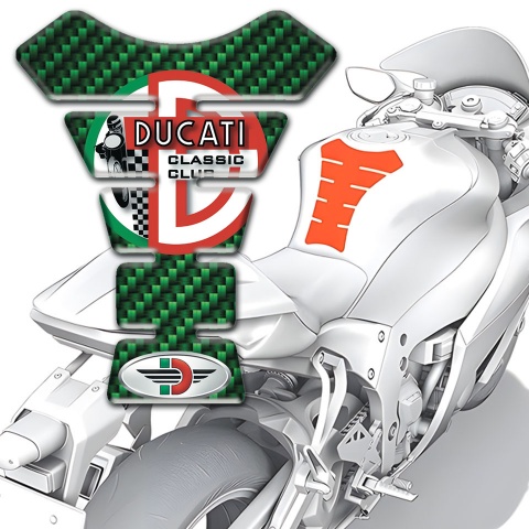 Ducati Tank Pad Motorbike Green Carbon Base Print 