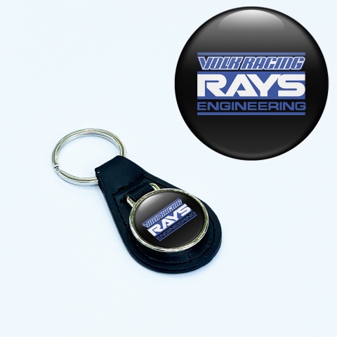 Rays Volk Racing Key Fob Leather Black Blue Edition