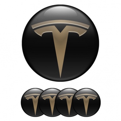 Tesla Emblems Bronze Logo Black Base Custom