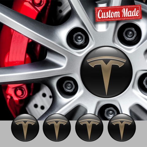 Tesla Emblems Bronze Logo Black Base Custom