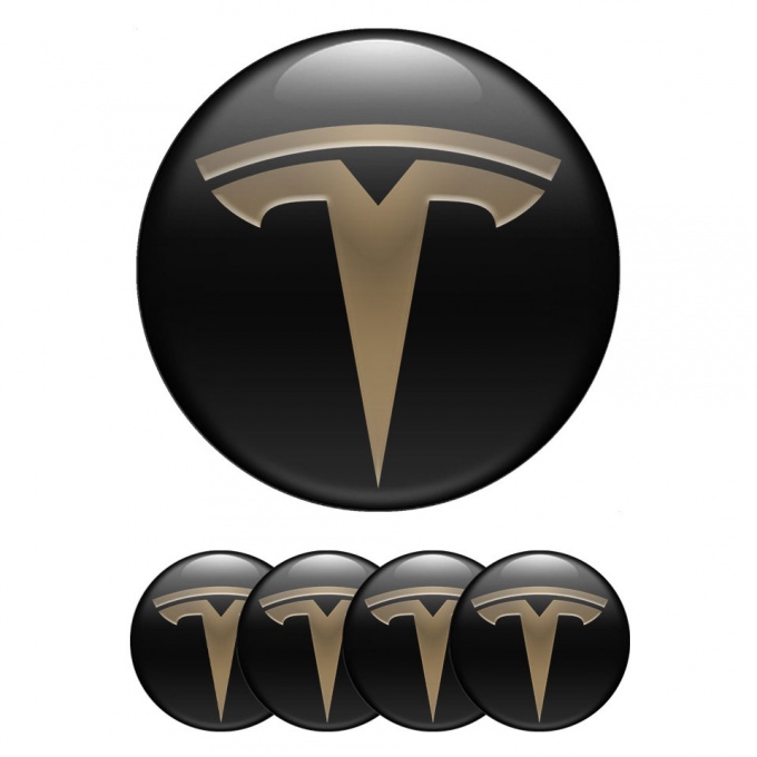Tesla Emblems Bronze Logo Black Base Custom