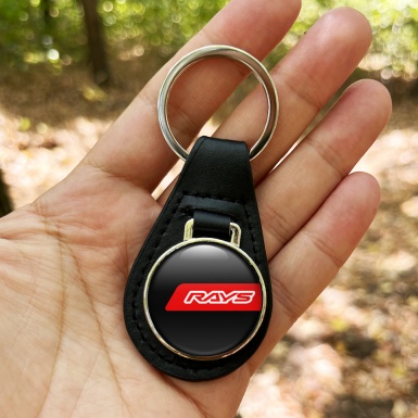 Rays Keyring Holder Leather Black Red Line Design