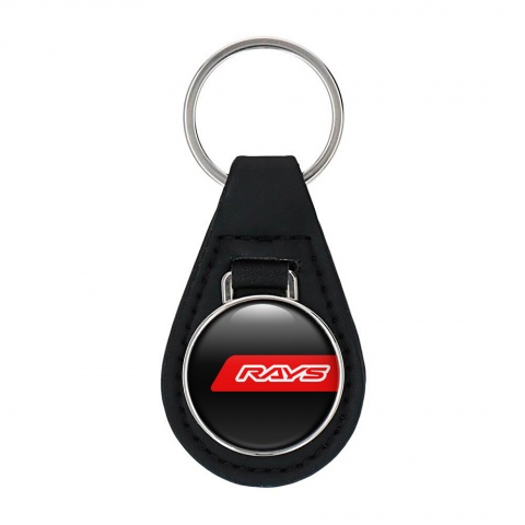 Rays Keyring Holder Leather Black Red Line Design