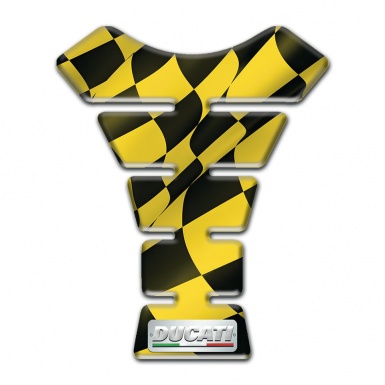 Ducati Tank Guard Pads Yellow Black Squares Type 