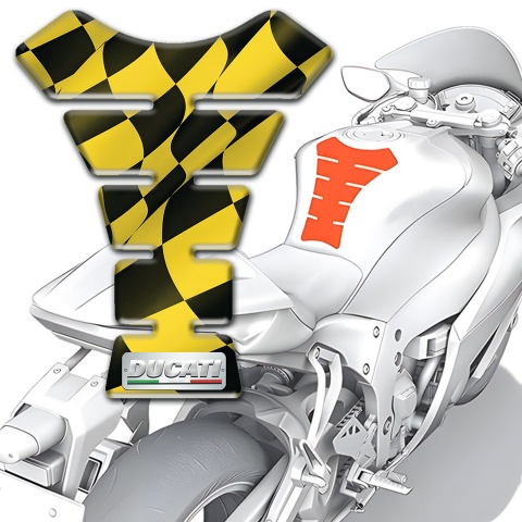Ducati Tank Guard Pads Yellow Black Squares Type 