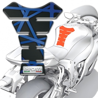 Ducati Tank Pad Protector Black with Dark Blue Lines Type 