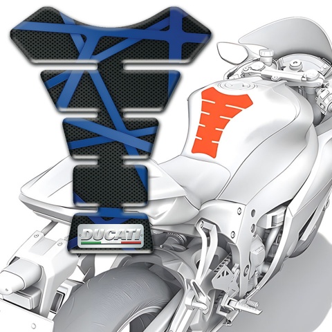Ducati Tank Pad Protector Black with Dark Blue Lines Type 