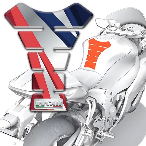 Ducati Tank Pad Protector Silver Base with Colorful Patterns Design 