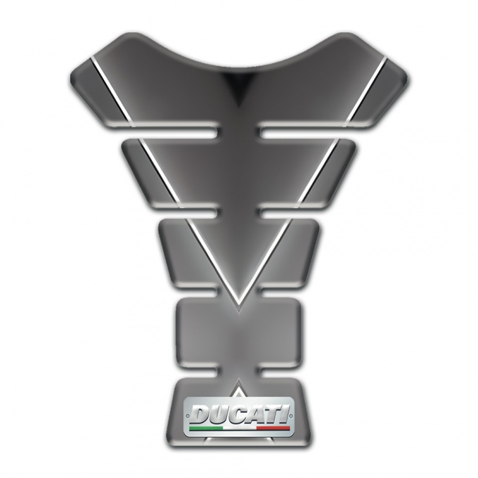 Ducati Tank Fuse Gray Base with V Shape White Stripe 