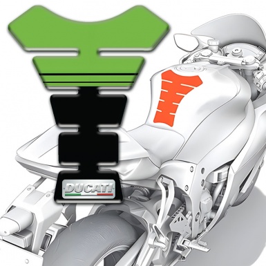 Ducati Tank Guard Pads Green Black Horizontal Halves Design 