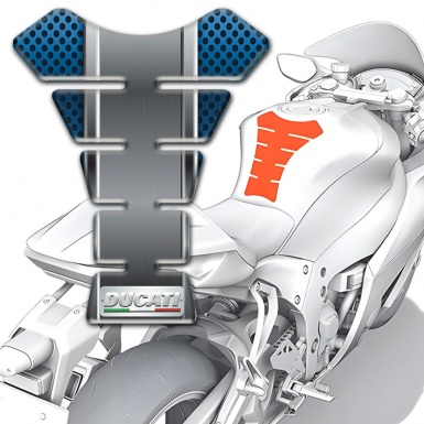 Ducati Tank Guard Pads Model with Perforated Blue Surface Design 